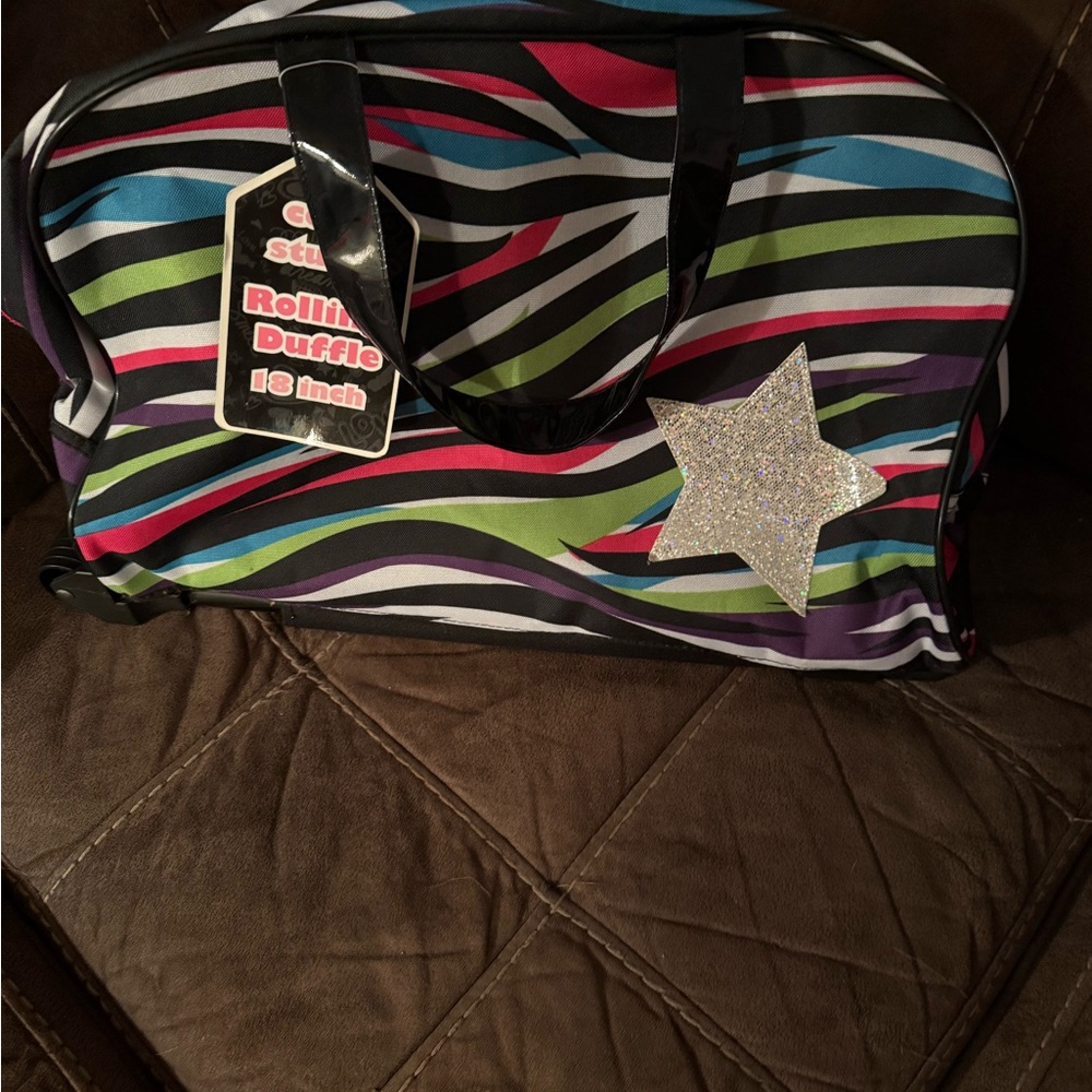 Colorful Striped Women's rolling Duffle Bag